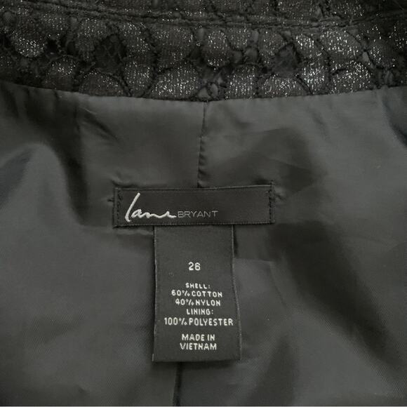 Lane Bryant Blazer Jacket Black Lace Overlay Asymmetrical Zip Coat Woman Size 26 - Picture 2 of 14